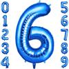 OFFCUP Palloncini Compleanno 1 Anni Blu 101 CM, Palloncino Numero 6, Foil Palloncini Numeri, Giganti Palloncini Numeri, Decorazioni Festa Compleanno, Gonfiabili Pallone per Anniversario