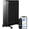 Brigros White - Radiatore Elettrico Ad Olio 9 Elementi. Stufa Elettrica A 220v. Telecomando Incluso, Funzione Touch. Display Led Luminoso. Calorifero Elettrico Con Ruote