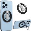 Ysnzaq Supporto ad Anello Magnetico Telefono per MagSafe,Anello Supporto per MagSafe 360 ° Rotazione Telefono Grip Adjustable Cavalletto per iPhone, Samsung.PQ Black