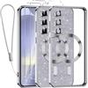 Kokio Glitter Magnetica Cover per Samsung S24+ / S24 Plus 5G con Cordino, Compatibile con MagSafe, Brillantini Silicone TPU Antiurto Custodia per Samsung S24+ con 2 Vetro Temperato Bumper, Argento