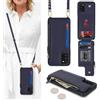 SailorTech Custodia per Samsung Galaxy A03s in Pelle Portafoglio con porta carte di credito, Cover per Samsung A03s Cellulare Regolabile Collana con slot per carte di credito-Blu