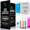 GOLDWANGWANG Batteria per iPhone 13 Mini, 2600mAh Alta Capacità, Compatibile con A2481 A2626 A2629 A2630 A2628, 0 Cicli, Kit di Riparazione Completo, Certificato CE/RoHS/FCC