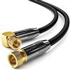 deleyCON 10m Cavo Antenna SAT Satellitare Coassiale - HDTV Full HD 4K - Connettore F 90° Angolato a Connettore F Dritto - Nero