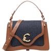 Coccinelle Borsa a Mano in Denim e Pelle con Grana Linea Coccinelle C-Me Denim