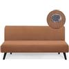 AOUHMN Copridivano Senza Braccioli, Copridivano 2-3 Posti Elasticizzato Impermeabile Universale Spandex Cotone Antigraffio Gatto e Lavabile Protezione per Mobili per Divano Pieghevole,Marrone,190×210cm
