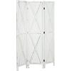 HOMCOM Paravento divisorio divisorio interno pieghevole 3 pannelli in legno dim.120 x 170 cm bianco invecchiato