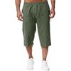 Generico Pantaloni Lino 3/4 Uomo,Pinocchietto Uomo Estivi Leggeri Elasticizzati Pantaloni Corti Tasche Laterali Estate Elastico in Vita Pinocchietti Taglie Forti Casual Yoga Pantaloni da Spiaggia