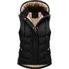 heekpek Gilet Donna Invernale Termico Imbottito Gilet in Pile Corto Piumino Senza Maniche con Cappuccio Giubbotto Smanicato con Cerniera e Tasche, Nero, L