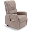 REDÒKASA Poltrona Relax Elettrica Dubai 4 Motori 2 + 2, per anziani e disabili, 4 ruote, sistema reclinazione e alzapersona, funzione guida, batteria con 172 minuti di autonomia, tessuto idrorepellente