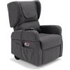 REDÒKASA Poltrona Relax Elettrica Tokyo 4 Motori 2 + 2, per anziani e disabili, 4 ruote, sistema reclinazione e alzapersona, funzione guida, batteria con 172 minuti di autonomia, orecchie laterali (Grigio)
