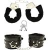 GADITIEK Set di 2 paia di manette per giochi sessuali, manette, cavigliere in pelle di peluche per uomo e donna, accessorio per costume da cosplay, feste, regalo di San Valentino (nero)