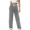 Crewhpo Pantaloni Tuta Donna in Cotone Pantaloni Sportivi Leggeri Pantaloni da Yoga Comodi Pantaloni Casual Vita Alta Pantaloni Dritti con Tasche e Coulisse Regolabile per Jogging Sport Grigio S