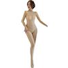 HTRUIYATY LOVETEA Donna Sexy Flash a maniche lunghe con spacco 30D Lingerie Bodystocking Senza cuciture con colletto a petto nudo (beige)