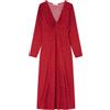 Springfield Donna Abito Lungo con Maniche Lunghe e Apertura Frontale, Collezione Culpables,Rosso, XL