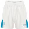 SSC NAPOLI Pantaloncino Gara Junior Bianco Azzurro, EA7 Prodotto Ufficiale, Shorts Calcio Adulto 2024/2025-14 Anni