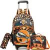 Egchescebo Zaino con Pallone da Basket Rotelle Bambini Trolley Auto Zainetto Scuola Elementare Primaria 17 3PCS Borsa Portamatite Media Carrello Ruote Valigia Ragazzi per Rullo Rimovibile Arancione