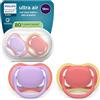 AVENT Philips Avent Ultra Start Ciuccio - Design ortodontico, per neonati dai 18 mesi in su, tettarella simmetrica in morbido silicone, senza BPA, confezione da 2, SCF349/46