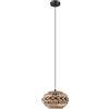 EGLO lampada a sospensione Dondarrion, 1 fiamma vintage boho, in acciaio | e legno, per tavolo da pranzo o soggiorno, nero, naturale, bordeaux, attacco E27, Ø 26 cm