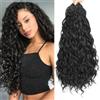 Auxemuen Pre Looped Ocean Wave Crochet Hair 8 Pack Boho Ocean Braids Short Curly Crochet Hair Pre Twisted Synthetic Deep Wavy Crochet Hair for Women (1B, 18 pollici)