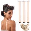 ZYEKIU 3 Pezzi Bigodino Lungo per Boccoli, Fascia Bigodino Capelli, Morbido Diy Curling iron Fascia Capelli, Heatless Curler con Gancio, Duraturo Bigodini Morbidi per Corti Lisci Ricci (Bianco)