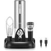 FOHERE Cavatappi Elettrico per Vino, Ricaricabile USB, Apribottiglie Elettrico con Taglia Capsula, Versatore, Tappo a Vuoto e Cavo USB, Base di ricarica
