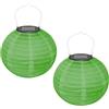 Ledeak 2 Pezzi Lanterne Solari da Esterno, 20cm LED Lanterna Solare da Appendere Impermeabile, Rotondo Poliestere Lanterna in Stile Cinese Orientale per Giardino Matrimonio Decorazioni (Verde)