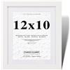 Fabian Clarke London® Cornice portafoto in legno bianco 12 x 10 con supporto bianco 10 x 8 per appendere verticale o orizzontale