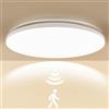 LEZOE Plafoniera LED con rilevatore di movimento 20W, 2700LM 135lm/W, Radar IP54 Lampada da soffitto con sensore di movimento, 4000K per bagno, magazzini, garage, cantina, corridoio, balcone Ø30cm