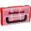 Fischer 533069 Fixtainer Mini Valigetta Porta Attrezzi, Tasselli e Viti, Modulare, Impilabile e Agganciabile, Trasparente, Vuota