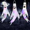 Kimuwote 3 Pezzi Manica a Vento Fantasma di Halloween, Fantasma Windsock Decorazione Appesa, Ghost Windsocks con Luce Colorato a LED, per Halloween Decorazioni