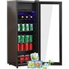 Generic Minifrigo da 128 l, congelatore da 8 l + frigorifero da 120 l, ripiani regolabili LED blu silenzioso raffreddamento a compressore 90 kWh/anno frigorifero da camera nero