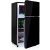 Generic Minifrigo da 72 l, 7 impostazioni di temperatura illuminazione a LED 39 dB refrigerante R600 raffreddamento diretto frigorifero per cucina soggiorno camper e ufficio 120 kWh/anno porta in vetro nero