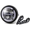 evomosa Faro anteriore a LED da moto, 6,46 pollici, per Cafe Racer Bobber Chopper con DRL
