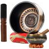 lulupila Campane tibetane, 8/13 cm, con bacchetta e cuscino per campana tibetana, realizzate a mano e facili da giocare, perfette per meditazione e terapia del suono (13 cm)