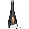 Relaxdays Stufa da Esterno con Attizzatoio, Caminetto Decorativo, da Giardino, a Legna, HxD 120 x 45 cm, Acciaio, Nera