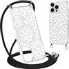 Coalbooliy Magnetica Custodia per iPhone 16 Pro Max 6,9 con Cordino, Case Compatibile con MagSafe Trasparente Aesthetic Leopardo Disegni Cover Protezione con Nero Collana Cellulare Femmina, 06