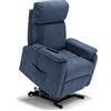 REDÒKASA Poltrona relax elettrica Denver per anziani, 2 motori, 2 ruote posteriori, sistema reclinazione e alzapersona, braccioli e sponde estraibili, pediera estensibile, tessuto idrorepellente