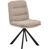 AC Design Furniture Kim - Sedia da pranzo Alea, in tessuto beige, 4 stelle, struttura opaca, verniciata a polvere, in acciaio con funzione girevole, trapuntatura trasversale e chiusura lampo, 2 pezzi