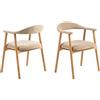 AC Design Furniture Alva - Sedia da pranzo con bracciolo, in tessuto beige 3, struttura in rovere trattato con olio, 2 pezzi