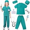 TonStyle Costume Dottore Bambino, Donna e Uomo Chirurgien Costume, 8 Pezzi Kit Dottoressa per Bambino, Kit Dottore Bambino per Bambini Gioco di Ruolo per Ragazzi e Ragazze di 3-8 Anni (green, S)