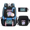 Generisch Mengmiao KPop Demon Hunters - Set da 3 pezzi con zaino, borsa a tracolla e astuccio, zaino per la scuola per ragazzi e ragazze, unisex, borsa per la scuola, il tempo libero e i viaggi, nero-blu5