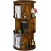 Relaxdays Libreria Girevole, 15 Scomparti 104x50 cm, Scaffale Industriale Porta Libri, CD, Dvd, Colonna Rotante, Marrone, Acciaio, Fibra di Legno