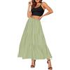 Generic Gonna lunga da donna estiva in cotone con elastico a vita alta leggera skirt pieghettata chic elegante una linea floreale boheme stampata per primavera ed estate taglio trapezio abito maxi da spiaggia