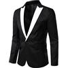 Tobysper Sakko - Giacca sportiva da uomo, per il tempo libero, con blocco di colori, stile retrò, per matrimonio, smoking e sport, con risvolto, giacca casual, in jersey di cotone, Nero , XL