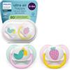 AVENT Philips Avent Ultra Start Ciuccio - Design ortodontico, per neonati 0-6 mesi, tettarella simmetrica in morbido silicone, senza BPA, con custodia per la sterilizzazione, confezione da 2, SCF080/24
