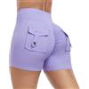 Aerides Pantaloncini da palestra da donna con tasche a vita alta pantaloncini da ciclismo leggings yoga sport allenamento corsa, Viola chiaro, M