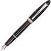 Aurora Pen Aurora IPSILON Italia - Penna stilografica in resina nera con raccordi cromati, pennino M, confezione regalo
