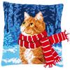 VERVACO Kit Cuscino Punto Croce GATTO CON SCIARPA Set Ricamo Principianti Cuscini Gobelin Decorativi ca. 40 x 40 cm Accessori Per Lavoretti Creativi DIY Casa Decor Hobby Adulti Cross Stitch