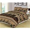 HowPlumb Set copripiumino per letto king size, 3 pezzi, motivo: orso, alce e capanna rustica