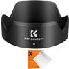 K&F CONCEPT Paraluce EW-60F da 55 mm, Compatibile con Canon RF-S 18-150 mm F3.5-6.3 IS STM e EF-M 18-150 mm F3.5-6.3 IS STM, Paraluce Reversibile Antiriflesso con Panno di Pulizia